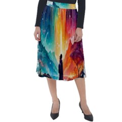 Starry Night Wanderlust: A Whimsical Adventure Classic Velour Midi Skirt  by stine1