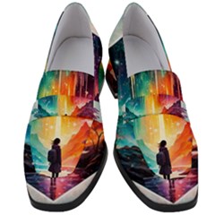 Starry Night Wanderlust: A Whimsical Adventure Women s Chunky Heel Loafers by stine1