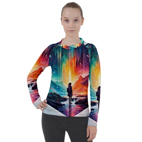 Starry Night Wanderlust: A Whimsical Adventure Women s Pique Long Sleeve T-shirt by stine1