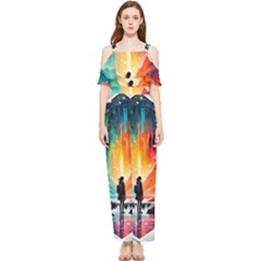 Starry Night Wanderlust: A Whimsical Adventure Draped Sleeveless Chiffon Jumpsuit by stine1