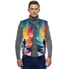 Starry Night Wanderlust: A Whimsical Adventure Men s Button Up Puffer Vest	 by stine1