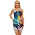 Starry Night Wanderlust: A Whimsical Adventure Wrap Tie Front Dress View1