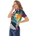 Starry Night Wanderlust: A Whimsical Adventure Women s Short Sleeve Double Pocket Shirt View3