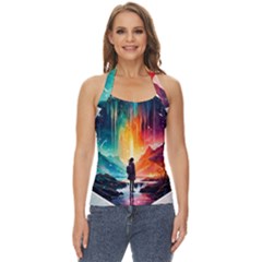 Starry Night Wanderlust: A Whimsical Adventure Basic Halter Top