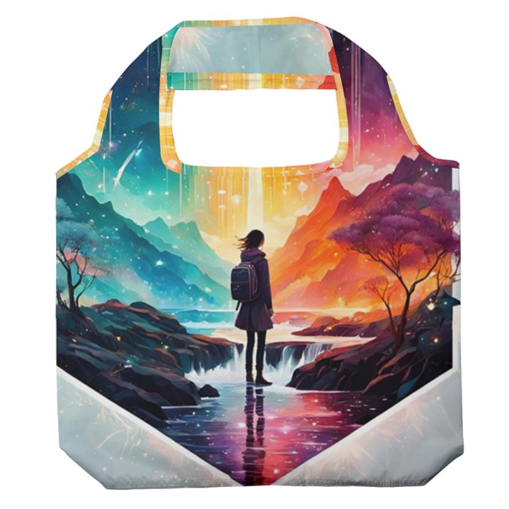 Starry Night Wanderlust: A Whimsical Adventure Premium Foldable Grocery Recycle Bag