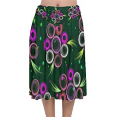 Floral-5522380 Velvet Flared Midi Skirt