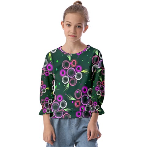 Floral-5522380 Kids  Cuff Sleeve Top by lipli