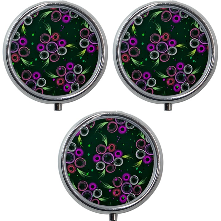 Floral-5522380 Mini Round Pill Box (Pack of 3)