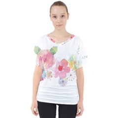 Flower-2342706 V-neck Dolman Drape Top by lipli