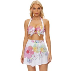 Flower-2342706 Vintage Style Bikini Top And Skirt Set  by lipli