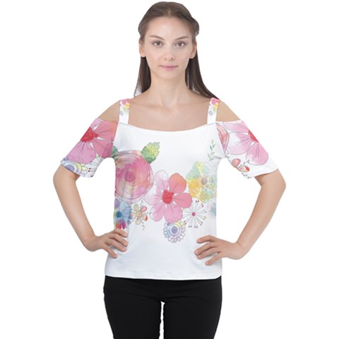 Flower-2342706 Cutout Shoulder T-shirt by lipli