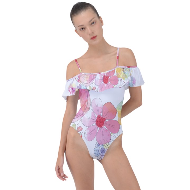 Flower-2342706 Frill Detail One Piece Swimsuit