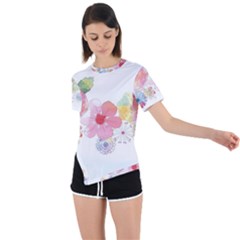 Flower-2342706 Asymmetrical Short Sleeve Sports T-shirt