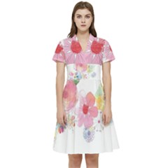 Flower-2342706 Short Sleeve Waist Detail Dress