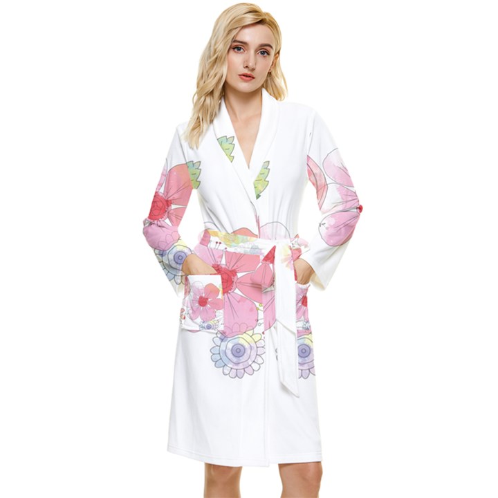 Flower-2342706 Long Sleeve Velvet Robe