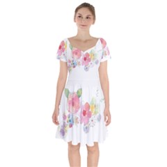 Flower-2342706 Short Sleeve Bardot Dress