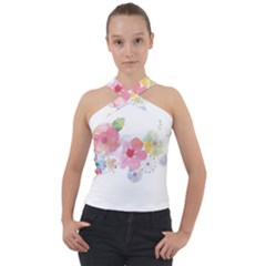 Flower-2342706 Cross Neck Velour Top by lipli