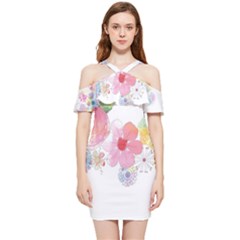 Flower-2342706 Shoulder Frill Bodycon Summer Dress