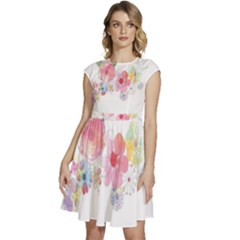 Flower-2342706 Cap Sleeve High Waist Dress by lipli