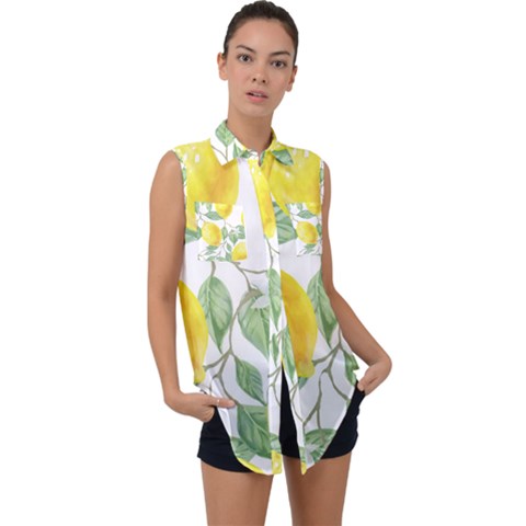 Fruit-2310212 Sleeveless Chiffon Button Shirt by lipli