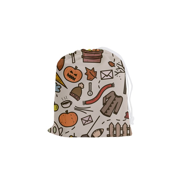 Halloween Doodle Autumn Pumpkin Drawstring Pouch (Small)