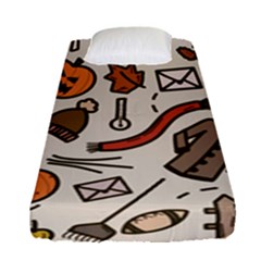 Halloween Doodle Autumn Pumpkin Fitted Sheet (single Size) by Bedest