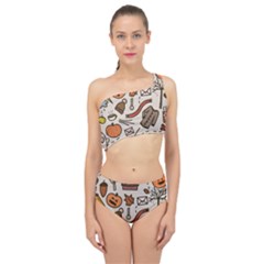 Halloween Doodle Autumn Pumpkin Spliced Up Two Piece Swimsuit