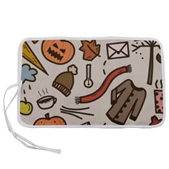 Halloween Doodle Autumn Pumpkin Pen Storage Case (m)