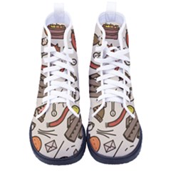 Halloween Doodle Autumn Pumpkin Men s High-top Canvas Sneakers by Bedest