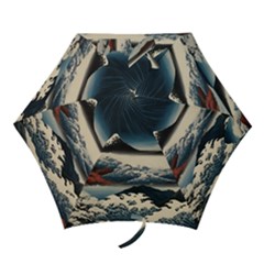 Hokusai Moutains Japan Mini Folding Umbrellas by Bedest