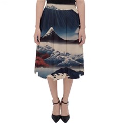 Hokusai Moutains Japan Classic Midi Skirt by Bedest