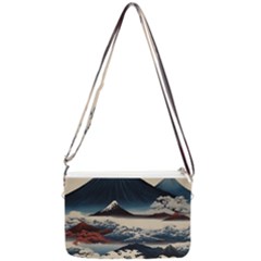 Hokusai Moutains Japan Double Gusset Crossbody Bag by Bedest