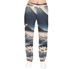 Hokusai Moutains Japan Women Velvet Drawstring Pants by Bedest