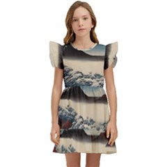 Hokusai Moutains Japan Kids  Winged Sleeve Dress by Bedest