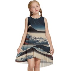 Hokusai Moutains Japan Kids  Frill Swing Dress by Bedest