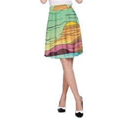 Painting Colors Box Green A-line Skirt by Bedest