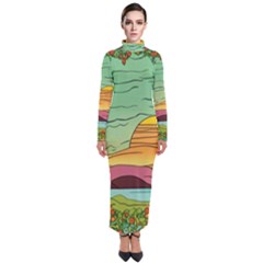 Painting Colors Box Green Turtleneck Maxi Dress