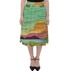 Painting Colors Box Green Classic Midi Skirt by Bedest