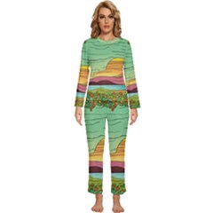 Painting Colors Box Green Womens  Long Sleeve Lightweight Pajamas Set by Bedest