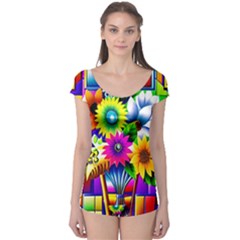 Flower Vase Flower Collage Pop Art Boyleg Leotard  by Bedest