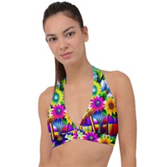 Flower Vase Flower Collage Pop Art Halter Plunge Bikini Top by Bedest