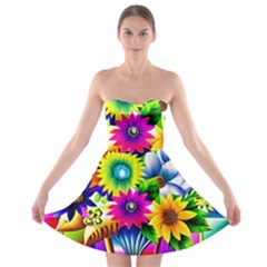 Flower Vase Flower Collage Pop Art Strapless Bra Top Dress by Bedest