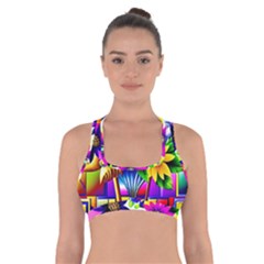 Flower Vase Flower Collage Pop Art Cross Back Sports Bra