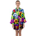 Flower Vase Flower Collage Pop Art Long Sleeve Satin Kimono View1