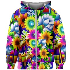 Flower Vase Flower Collage Pop Art Kids  Zipper Hoodie Without Drawstring by Bedest