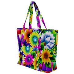 Flower Vase Flower Collage Pop Art Zip Up Canvas Bag by Bedest