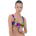 Flower Vase Flower Collage Pop Art Front Tie Bikini Top View1