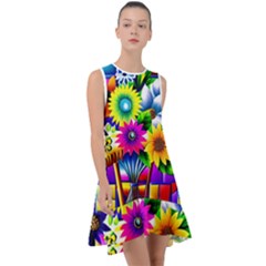 Flower Vase Flower Collage Pop Art Frill Swing Dress by Bedest