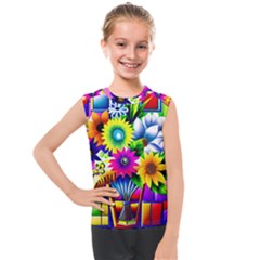 Flower Vase Flower Collage Pop Art Kids  Mesh Tank Top by Bedest