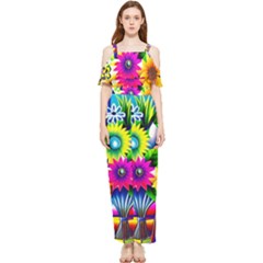 Flower Vase Flower Collage Pop Art Draped Sleeveless Chiffon Jumpsuit by Bedest